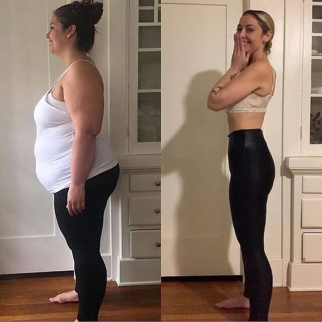 Woman before and after taking abusing